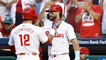 Philadelphia Phillies Kyle Schwarber, Bryce Harper