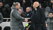Ange Postecoglou (left) was unprovoked when he brought up Liverpool
