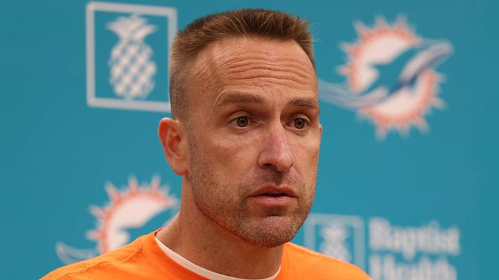 Miami Dolphins head coach Jeff Hafley speaks during the press conference for minicamp.