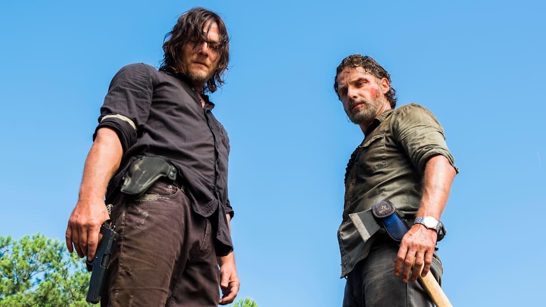 Norman Reedus as Daryl Dixon, Andrew Lincoln as Rick Grimes - The Walking Dead Season 8, Episode 5 Norman Reedus as Daryl Dixon, Andrew Lincoln as Rick Grimes - The Walking Dead Season 8, Episode 5