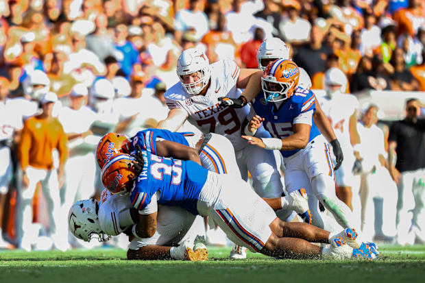 Florida's Brien Taylor Jr. had three tackles with 1.5 sacks in the Gators' win over Texas.