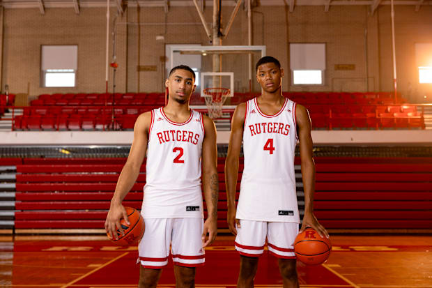 Dylan Harper and Ace Bailey in Rutgers's gym. 