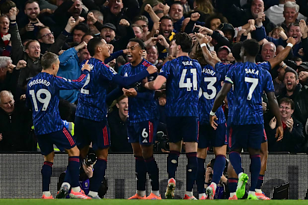 Arsenal celebrating.