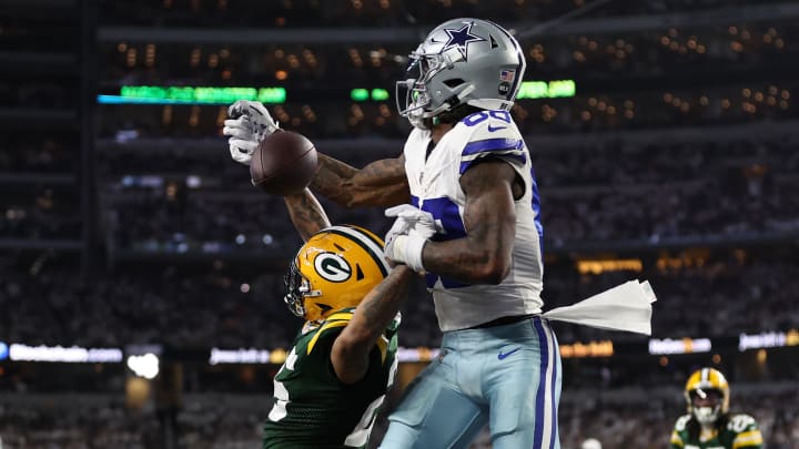 Jan 14, 2024; Arlington, Texas, USA; Green Bay Packers cornerback Keisean Nixon (25) breaks up a pass for Dallas Cowboys wide receiver CeeDee Lamb (88) during the second half of the  2024 NFC wild card game at AT&T Stadium. Mandatory Credit: Tim Heitman-USA TODAY Sports