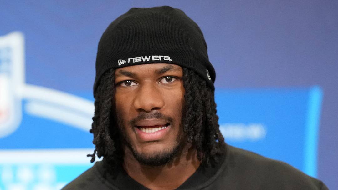 Feb 25, 2026; Indianapolis, IN, USA; Oklahoma defensive lineman R Mason Thomas (DL60) speaks during the NFL Scouting Combine at the Indiana Convention Center. Mandatory Credit: Kirby Lee-Imagn Images