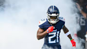 Tennessee Titans cornerback Roger McCreary runs out during player introductions against the Indianapolis Colts. Mandatory Credit: Steve Roberts-Imagn Images