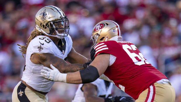 New Orleans Saints defensive end Chase Young (99) rushes against the San Francisco 49ers 