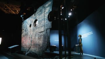 A piece of the Titanic's hull on display in San Francisco.
