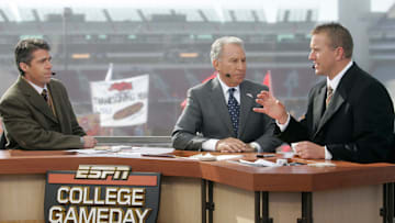 ESPN College GameDay is a weekly television program that airs during the college football season. The hosts are Kirk Herbstreit, Lee Corso, and Chris Fowler. The production was in Fayetteville, Arkansas Nov. 12 for the Arkansas/Tennessee game.