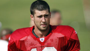 July 26, 2007; Flowery Branch, GA, USA; Atlanta Falcons quarterback (13) Joey Harrington comes off the field after the first day of training camp at the Falcons Facility. Mandatory Credit: Dale Zanine USA TODAY Sports Copyright (c) 2007 Dale Zanine