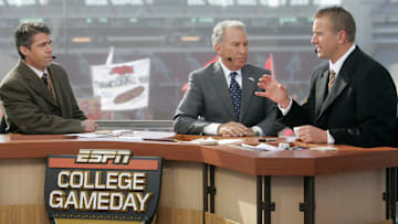 ESPN College GameDay is a weekly television program that airs during the college football season. The hosts are Kirk Herbstreit, Lee Corso, and Chris Fowler. The production was in Fayetteville, Arkansas Nov. 12 for the Arkansas/Tennessee game.
