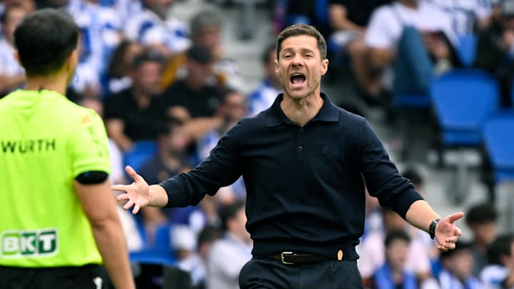 Xabi Alonso was visibly upset after Dean Huijsen was sent off. Xabi Alonso was visibly upset after Dean Huijsen was sent off.