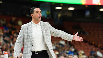 Mississippi State Head Coach Sam Purcell on the court during the second half of the SEC Women's Basketball Tournament game three at the Bon Secours Wellness Arena in Greenville, S.C. Thursday, March 7, 2024.