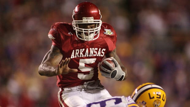 Arkansas Razorbacks tailback Darren McFadden carries against the LSU Tigers.