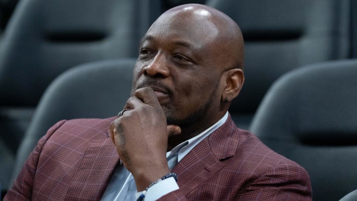 February 23, 2020; San Francisco, California, USA; Golden State Warriors great Mitch Richmond before the game against the New Orleans Pelicans at Chase Center. Mandatory Credit: Kyle Terada-USA TODAY Sports