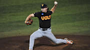 Tennessee's Dylan Loy (37) pitches during a NCAA Baseball Tournament Knoxville Regional game at Lindsey Nelson Stadium on Saturday, June 1, 2024 in Knoxville, Tenn.
