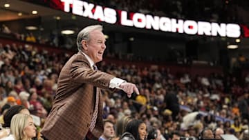 Mar 8, 2025; Greenville, SC, USA; Texas Longhorns head coach Vic Schaefer yells to his offense during the second half against the LSU Lady Tigers at Bon Secours Wellness Arena.