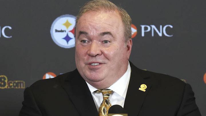 Jan 27, 2026; Pittsburgh, PA, USA;  Pittsburgh Steelers head coach Mike McCarthy speaks at a press conference introducing him as the next head coach of the Steelers at PNC Champions Club at Acrisure Stadium.. Mandatory Credit: Charles LeClaire-Imagn Images