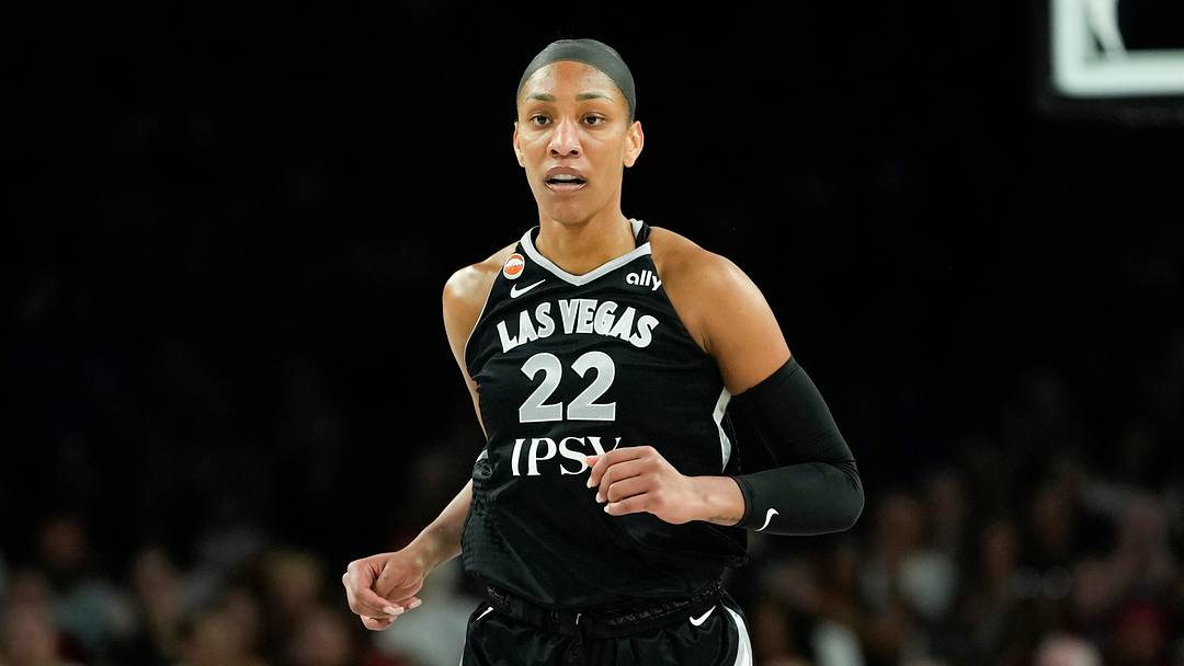 Jun 23, 2026; Las Vegas, Nevada, USA; Las Vegas Aces center A'ja Wilson (22) competes during the first quarter of a WNBA basketball game against the New York Liberty at Michelob Ultra Arena. Mandatory Credit: Lucas Peltier-Imagn Images Jun 23, 2026; Las Vegas, Nevada, USA; Las Vegas Aces center A'ja Wilson (22) competes during the first quarter of a WNBA basketball game against the New York Liberty at Michelob Ultra Arena. Mandatory Credit: Lucas Peltier-Imagn Images