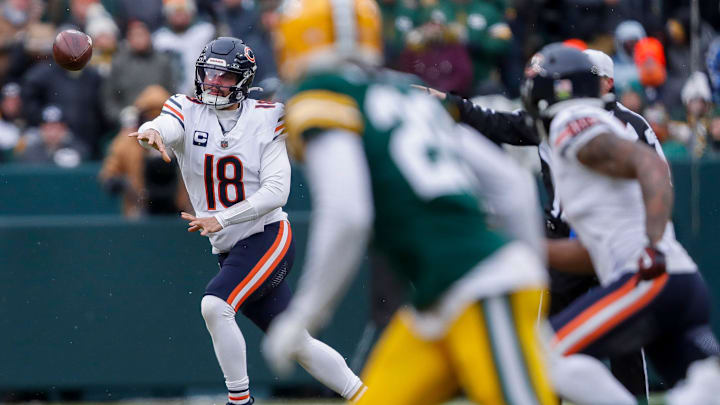 Caleb Williams fires on the run in Sunday's 24-22 Bears comeback victory over the Green Bay Packers. Caleb Williams fires on the run in Sunday's 24-22 Bears comeback victory over the Green Bay Packers.