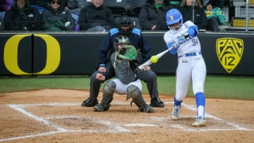 UCLA outfielder Lauryn Carter hits a home run as the Oregon Ducks fell to UCLA 7-4 Saturday, March 25, 2023 at Jane Sanders Stadium in Eugene, Ore.

Sports Oregon Softball Vs Ucla
