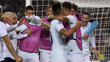 La gioia dell'Inter al Camp Nou 