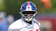 New York Giants defensive tackle Elijah Chatman (94) looks on during training camp at Quest Diagnostics Training Center. 