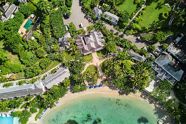 The Round Hill Hotel and Villas drone shot