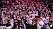 Mar 8, 2024; San Diego, California, USA; San Diego State Aztecs fans chant before the game against the Boise State Broncos at Viejas Arena. 