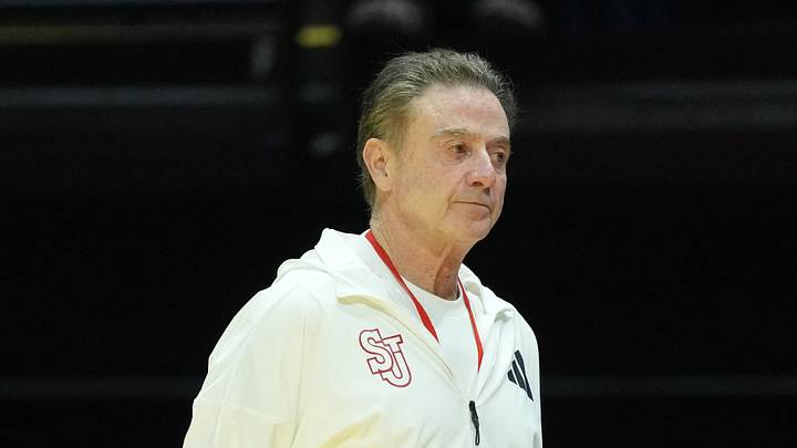 Mar 19, 2026; San Diego, CA, USA; St. John's Red Storm head coach Rick Pitino during a practice session ahead of the first round of the men's 2026 NCAA Tournament at Viejas Arena.