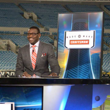 Deion Sanders and Michael Irvin on the NFL Network set before the game between the Houston Texans and the Jacksonville Jaguars.