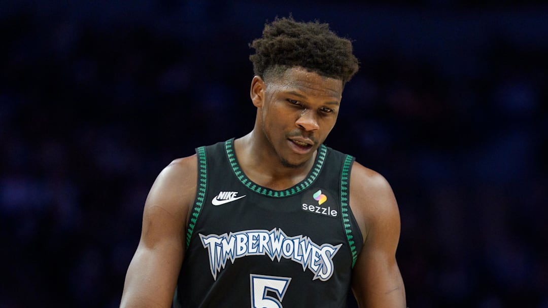 Dec 6, 2025; Minneapolis, Minnesota, USA; Minnesota Timberwolves guard Anthony Edwards (5) during a stoppage in play against the LA Clippers in the third quarter at Target Center. Mandatory Credit: Matt Blewett-Imagn Images Dec 6, 2025; Minneapolis, Minnesota, USA; Minnesota Timberwolves guard Anthony Edwards (5) during a stoppage in play against the LA Clippers in the third quarter at Target Center. Mandatory Credit: Matt Blewett-Imagn Images