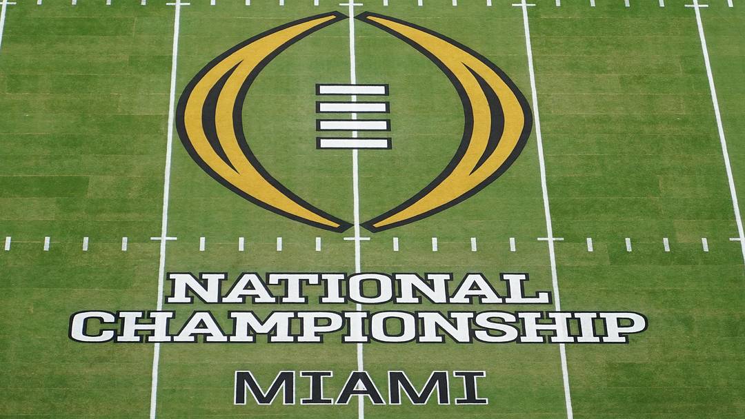 Jan 19, 2026; Miami Gardens, FL, USA; A general view of the center field logo before the CFP National Championship college football game between the Indiana Hoosiers and the Miami Hurricanes at Hard Rock Stadium. Mandatory Credit: James Lang-Imagn Images Jan 19, 2026; Miami Gardens, FL, USA; A general view of the center field logo before the CFP National Championship college football game between the Indiana Hoosiers and the Miami Hurricanes at Hard Rock Stadium. Mandatory Credit: James Lang-Imagn Images