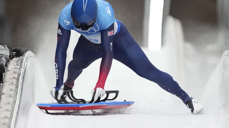 Matt Weston competes in mens skeleton heat 4 during the Beijing 2022 Olympic Winter Games