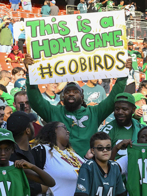 Philadelphia Eagles fans celebrate after the game against the Washington Commanders