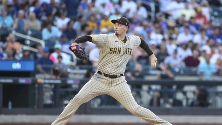 Jul 23, 2022; New York City, New York, USA;  San Diego Padres starting pitcher Blake Snell (4)