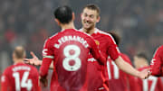 De Ligt with Bruno Fernandes during Man Utd's 3-0 win over Leicester