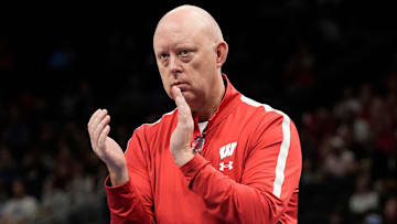 Wisconsin Badgers head coach Kelly Sheffield is seen during the second set of the match on Wednesday September 17, 2025 at Fiserv Forum in Milwaukee, Wisconsin.
