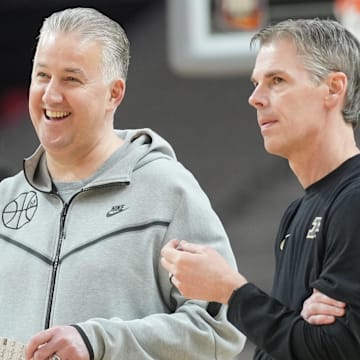 Purdue Boilermakers head coach Matt Painter during practice 