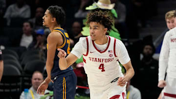 Mar 12, 2025; Charlotte, NC, USA; St. John's basketball transfer commit Oziyah Sellers (4) reacts in the second half at Spectrum Center. 