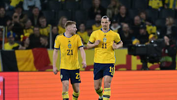 Dejan Kulusevski and Zlatan Ibrahimovic playing together for Sweden 
