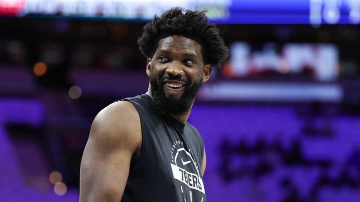 Philadelphia 76ers center Joel Embiid before game three of the second round of the 2026 NBA Playoffs against the New York Knicks at Xfinity Mobile Arena on May 8, 2026.