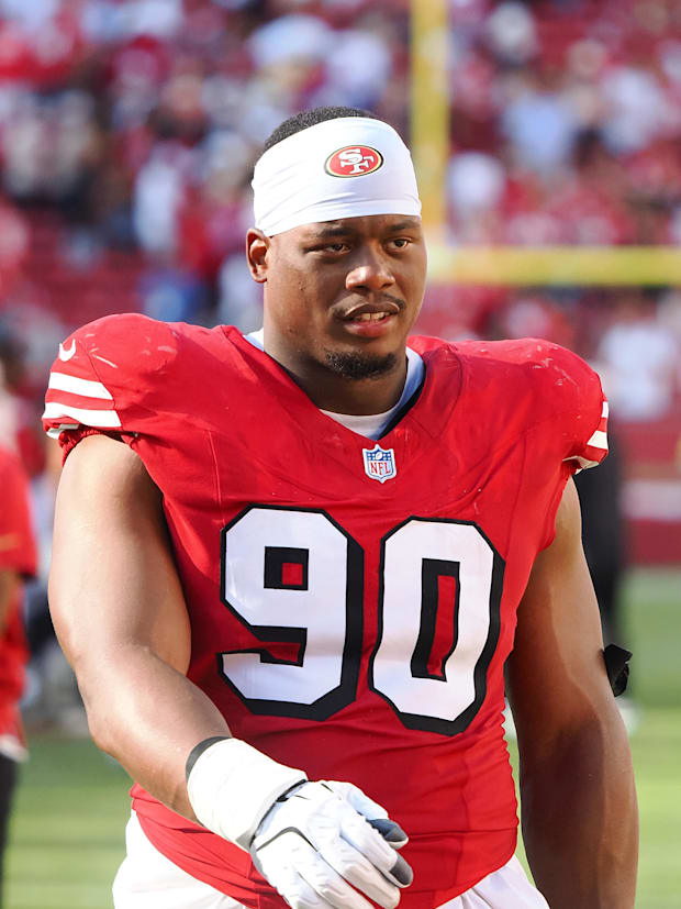 San Francisco 49ers defensive lineman Kevin Givens (90) after the game against the Arizona Cardinals at Levi's Stadium.
