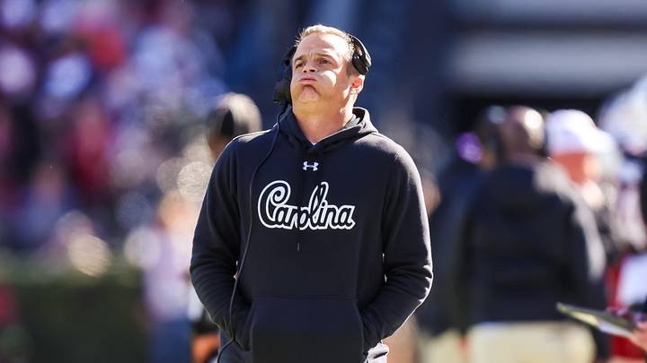Nov 29, 2025; Columbia, South Carolina, USA; South Carolina Gamecocks head coach Shane Beamer directs his team against the Clemson Tigers in the second quarter at Williams-Brice Stadium. Mandatory Credit: Jeff Blake-Imagn Images