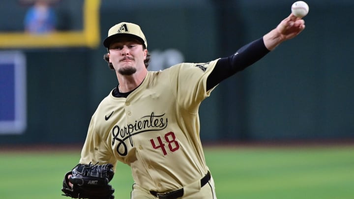 Jun 4, 2024; Phoenix, Arizona, USA;  Arizona Diamondbacks pitcher Blake Walston (48) throws in the first inning against the San Francisco Giants at Chase Field. Mandatory Credit: Matt Kartozian-USA TODAY Sports