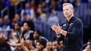 Mar 20, 2025; Denver, CO, USA; VCU Rams head coach Ryan Odom reacts during the first half against the Brigham Young Cougars in the first round of the NCAA Tournament at Ball Arena. Mandatory Credit: Isaiah J. Downing-Imagn Images