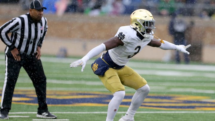 Notre Dame linebacker Jaylen Sneed (3) during the Notre Dame Blue-Gold Spring Football game on Saturday, April 22, 2023, at Notre Dame Stadium in South Bend.

Nd Football Blue Gold Game