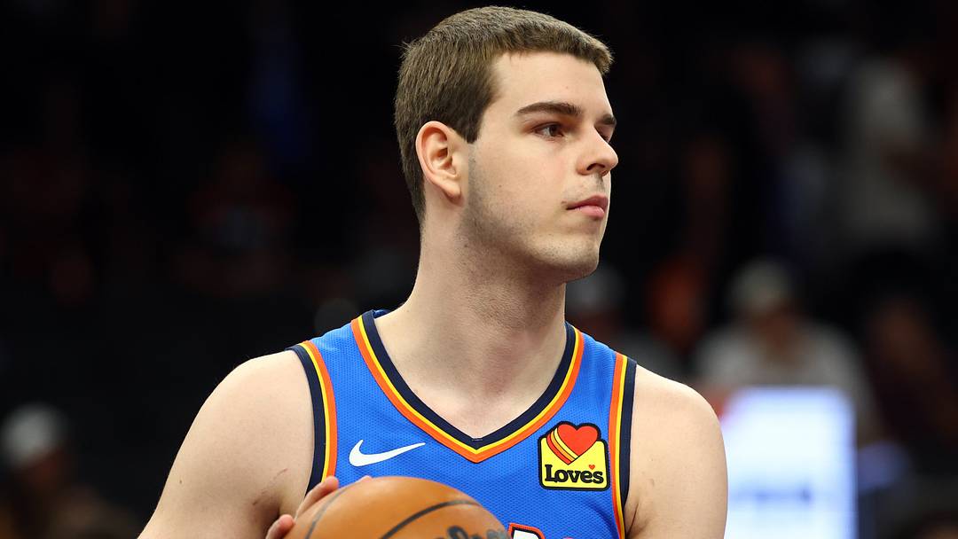 Apr 27, 2026; Phoenix, Arizona, USA; Oklahoma City Thunder guard Nikola Topic (44) against the Phoenix Suns during game four of the first round of the 2026 NBA Playoffs at Mortgage Matchup Center. Mandatory Credit: Mark J. Rebilas-Imagn Images