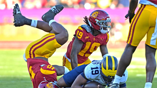 Trojans safety Bishop Fitzgerald (19) leads the entire country with five interceptions after transferring from NC State.