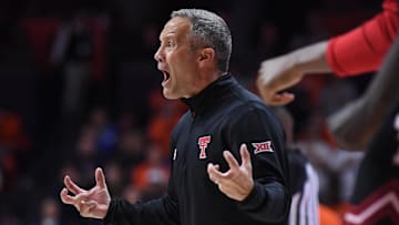 Texas Tech Red Raiders head coach Grant McCasland reacts during the second half against the Illinois Fighting Illini at State Farm Center.